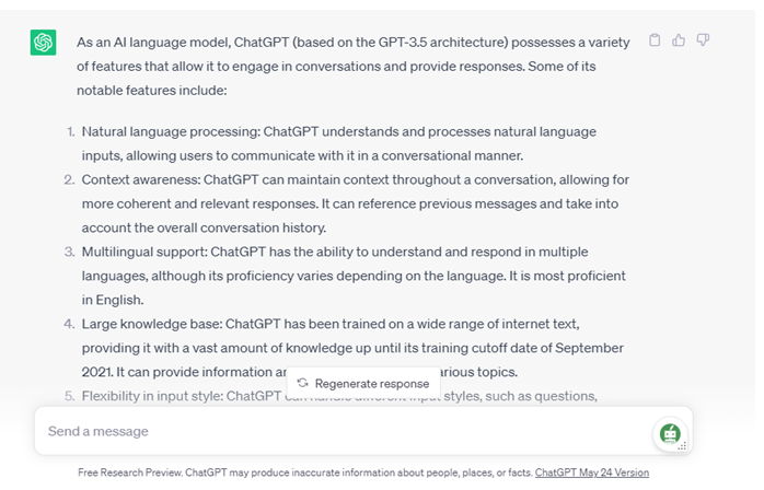ChatGPT earch result page.