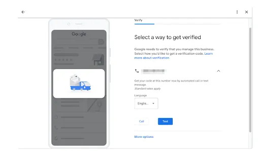 call verification method for GMB profile