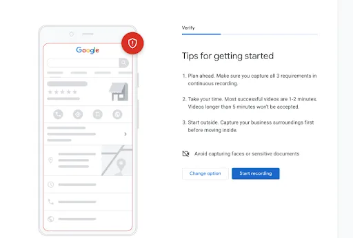 video verification method for GMB profile
